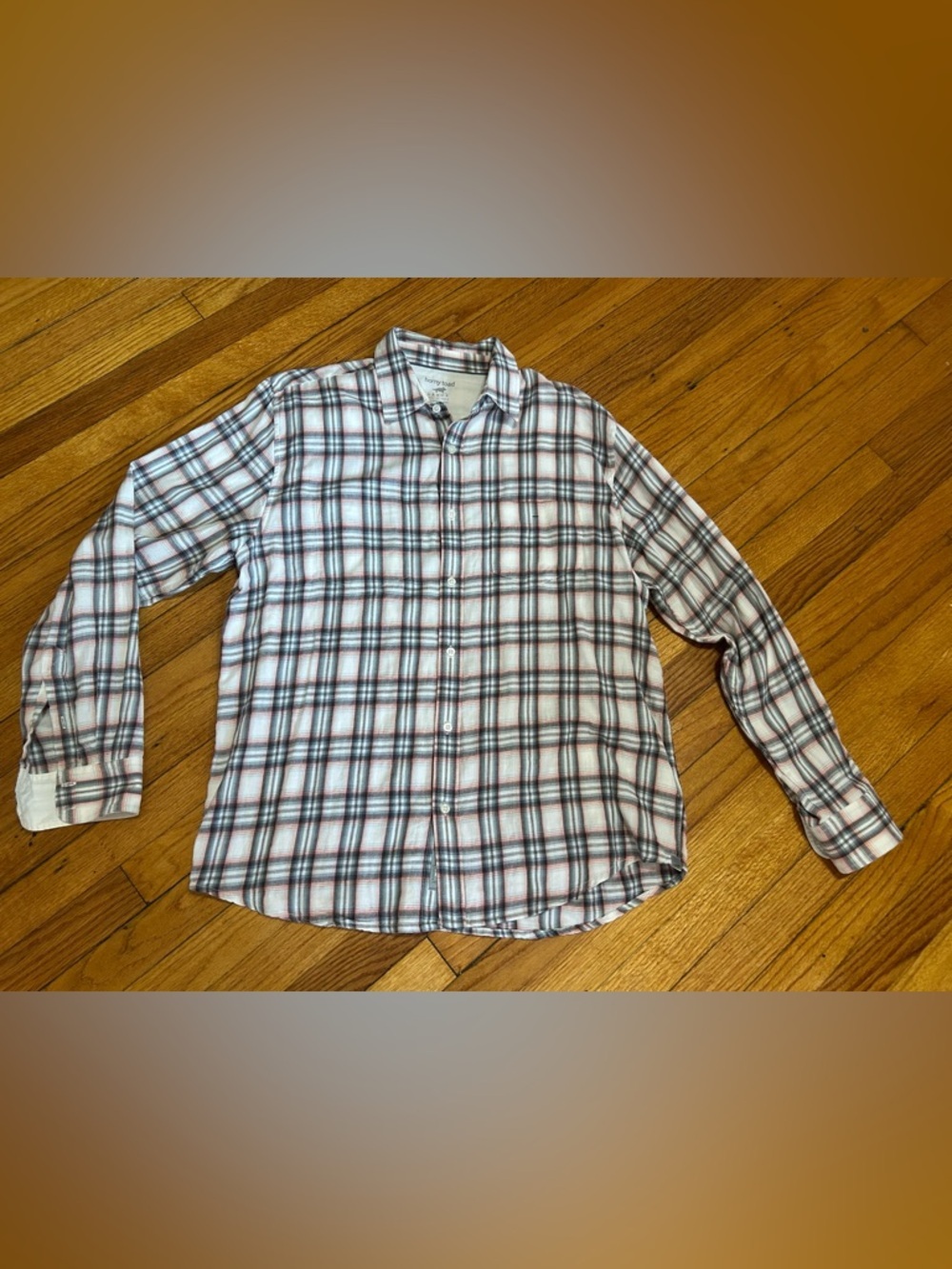 Horny Toad Shirt Mens Large Grey Organic  Plaid‎ Long Sleeve Button Up